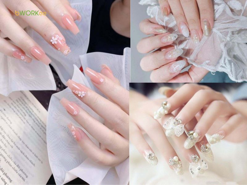 Nail cô dâu nhẹ nhàng