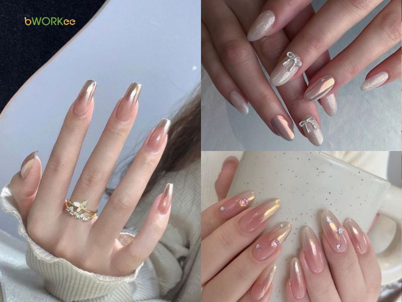 Nail cô dâu tráng gương