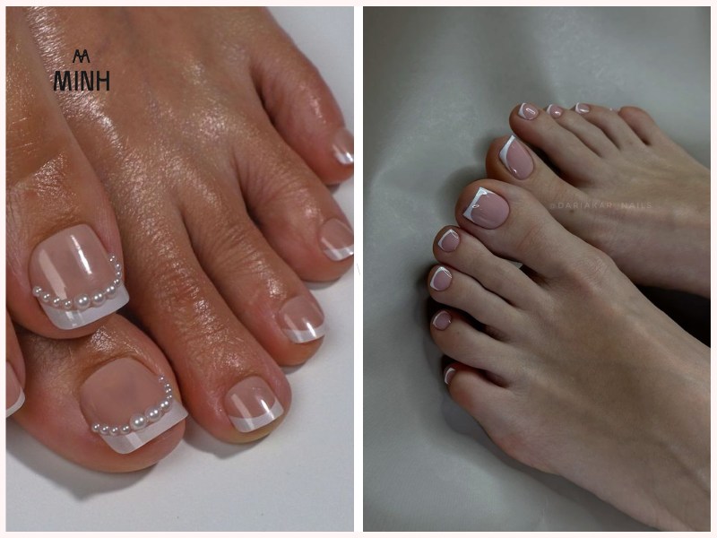 Mẫu móng chân màu nude