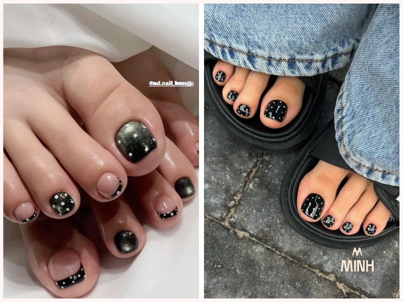 Mẫu móng chân cho da ngăm màu cam đất