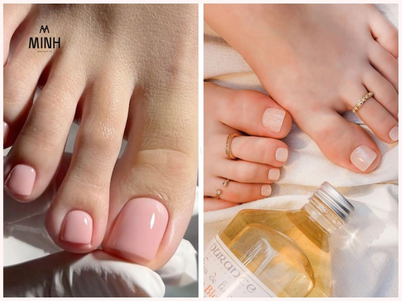 Mẫu móng chân màu nude