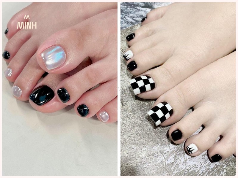 Mẫu móng chân cho da ngăm màu cam đất