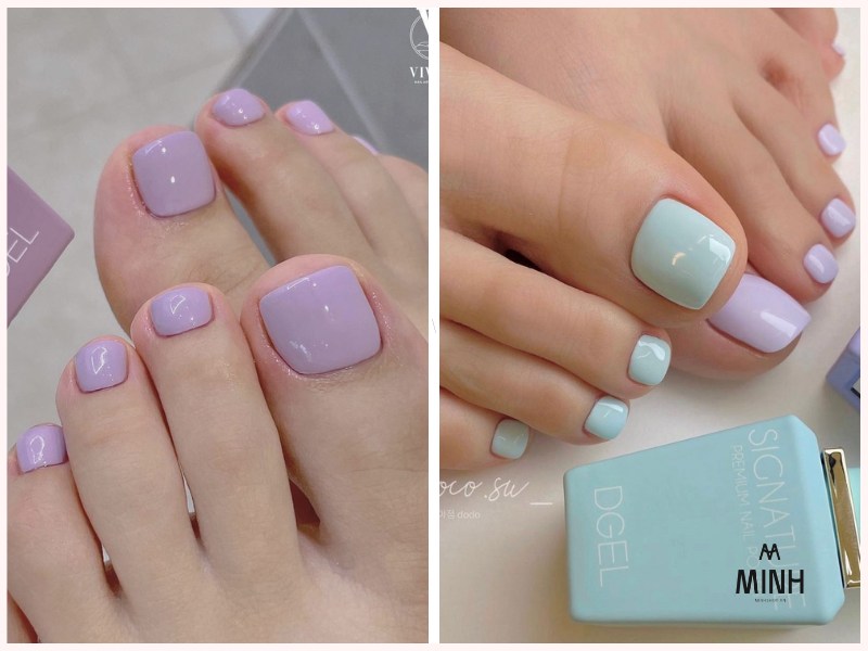 Sơn móng chân họa tiết vân đá