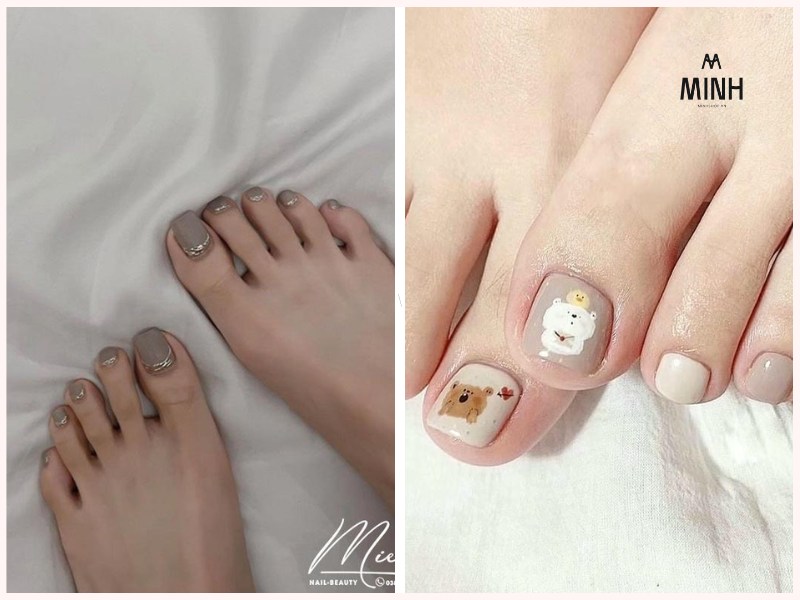 Sơn móng chân màu nâu nhạt