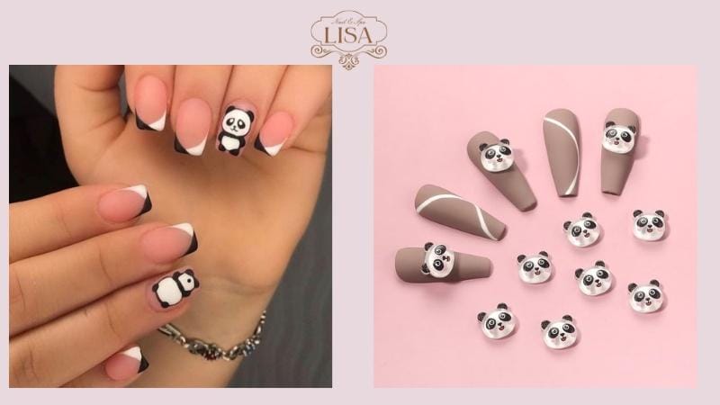 Mẫu nail gấu trúc xinh hết nấc cho nàng