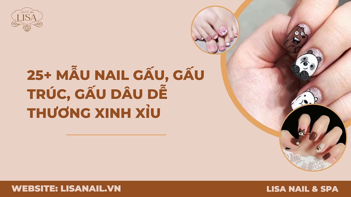 25+ Mẫu nail gấu, gấu trúc, gấu dâu dễ thương xinh xỉu