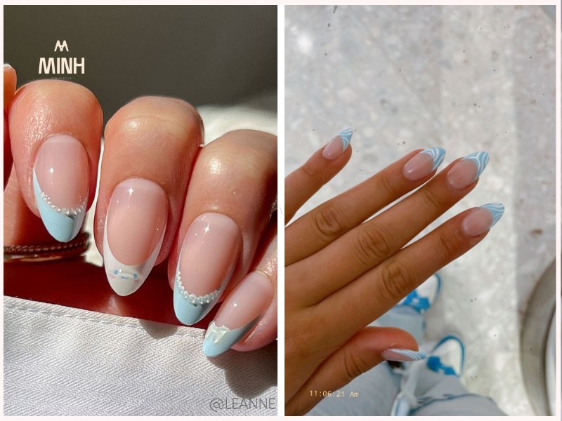 mẫu nail xanh dương đẹp