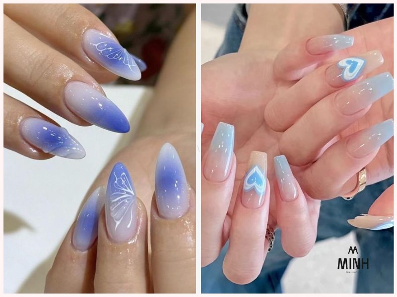 mẫu nail xanh dương đẹp