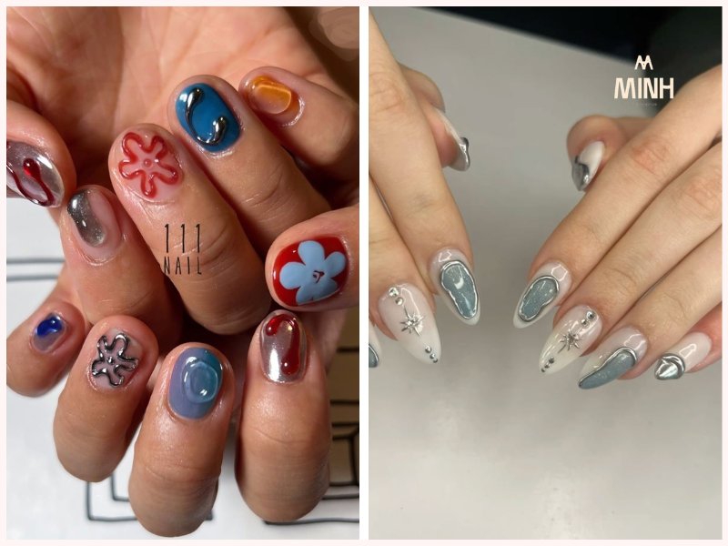 Mẫu nail xanh dương dễ thương