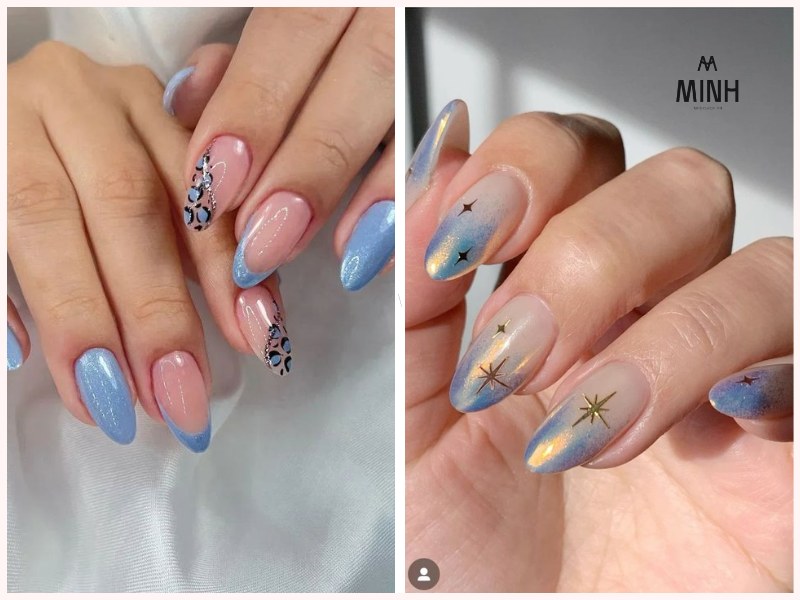 mẫu nail xanh dương đẹp