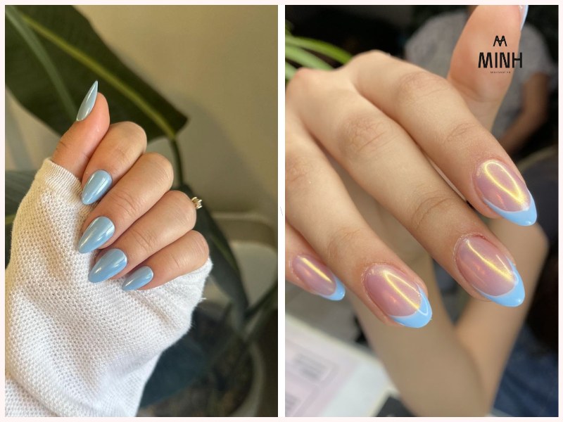 Nail xanh dương form móng nhọn