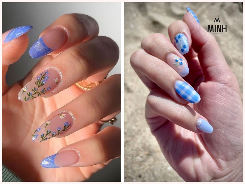 mẫu nail xanh dương đẹp