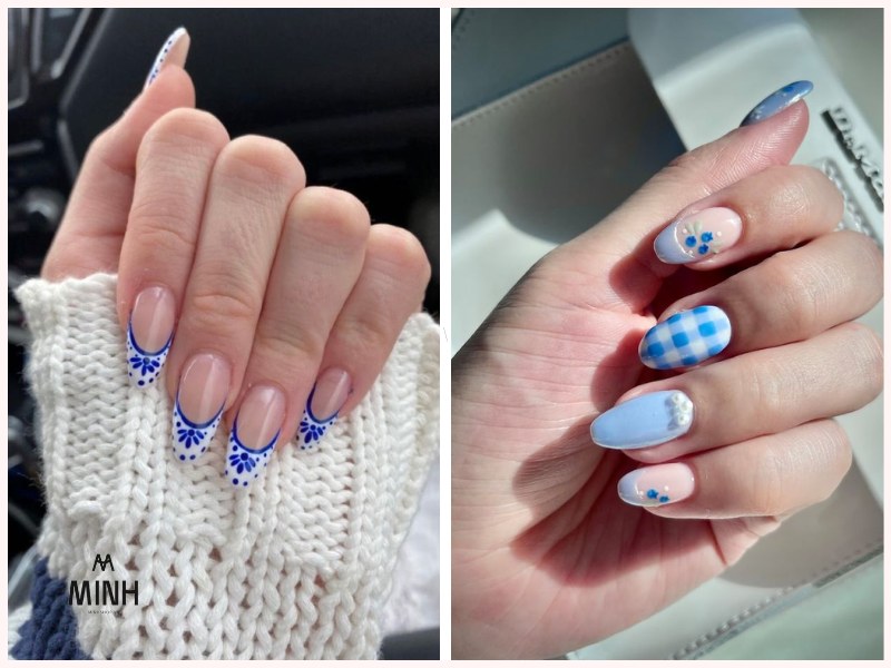 Nail xanh dương nhạt mắt mèo