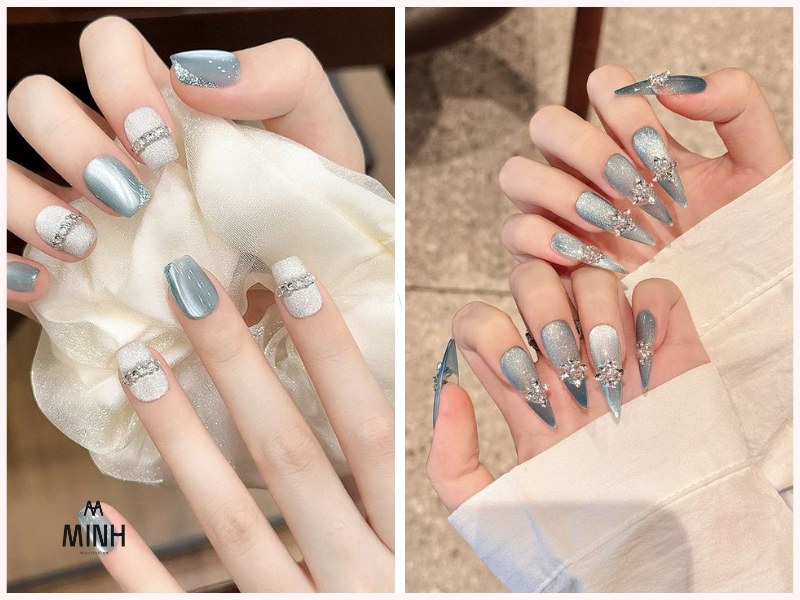 mẫu nail xanh dương đẹp