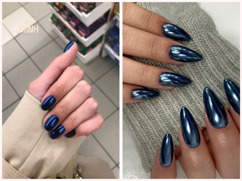 Mẫu móng xanh dương mắt mèo đậm