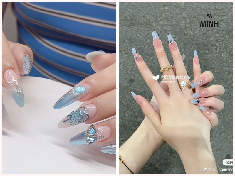 mẫu nail xanh dương đẹp
