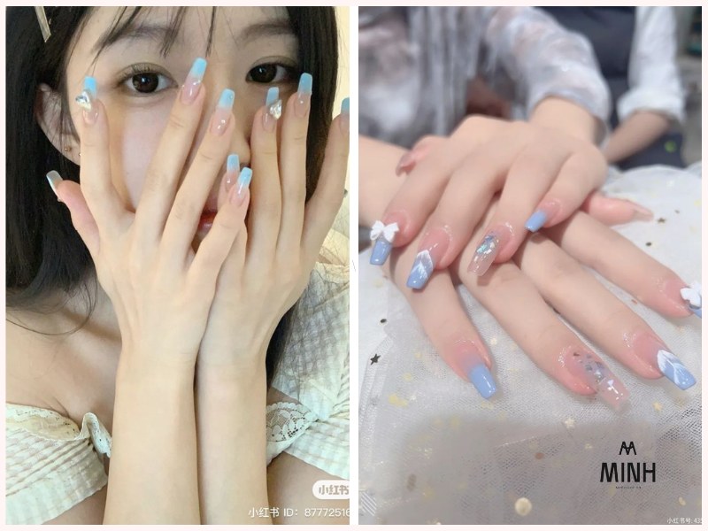 Mẫu móng xanh dương mắt mèo đậm