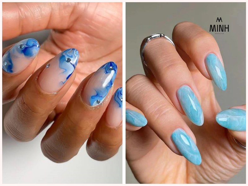 Mẫu nail màu xanh dương đậm đẹp