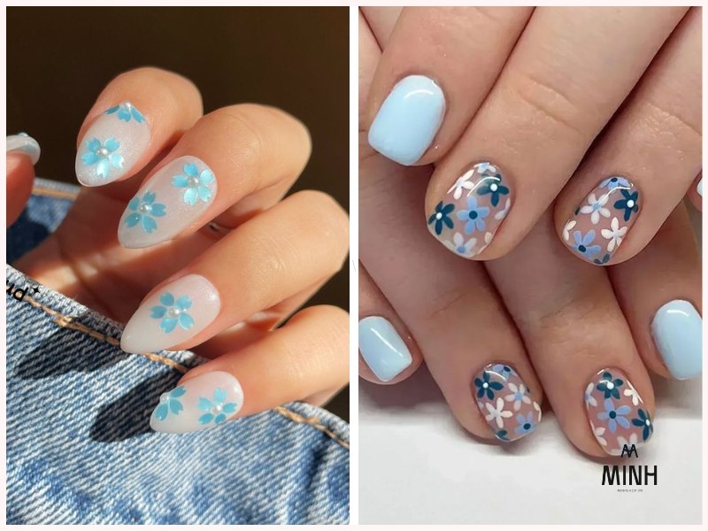 Nail xanh dương sơn nhám/ lỳ