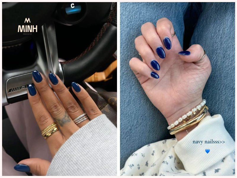 mẫu nail xanh dương đẹp