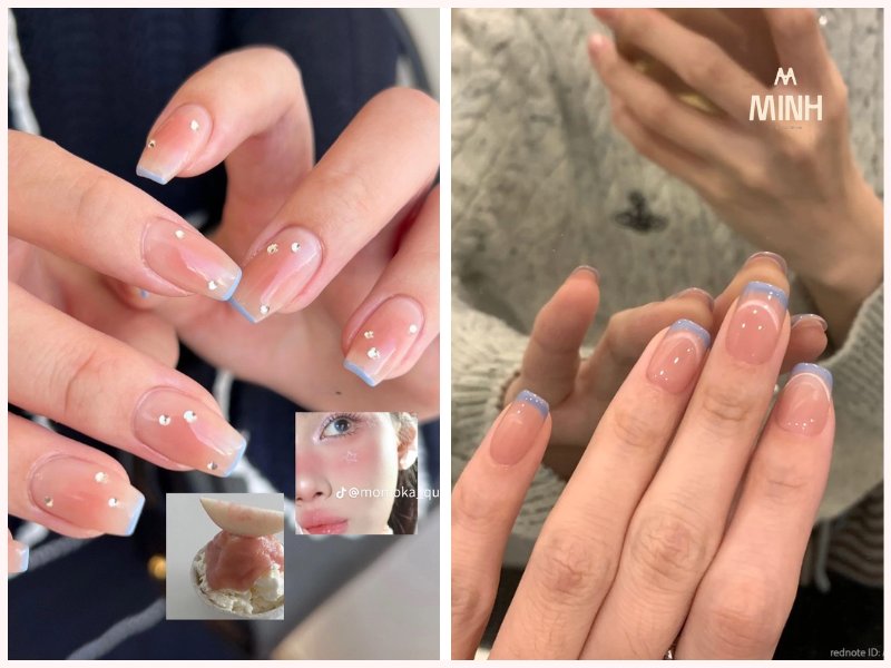 Sơn French đầu móng màu xanh dương nhạt