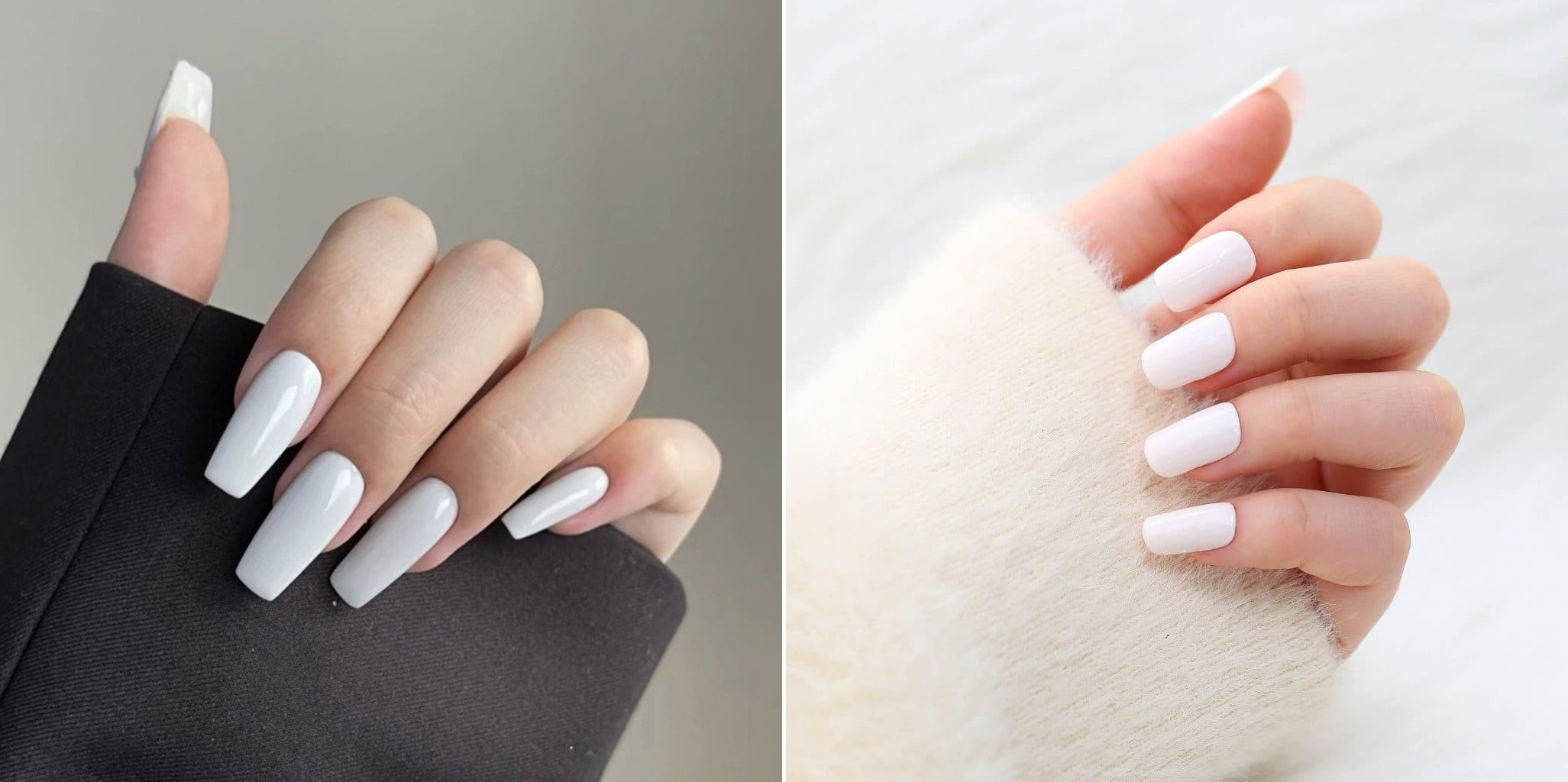 Móng tay màu trắng trơn basic, nữ tính.