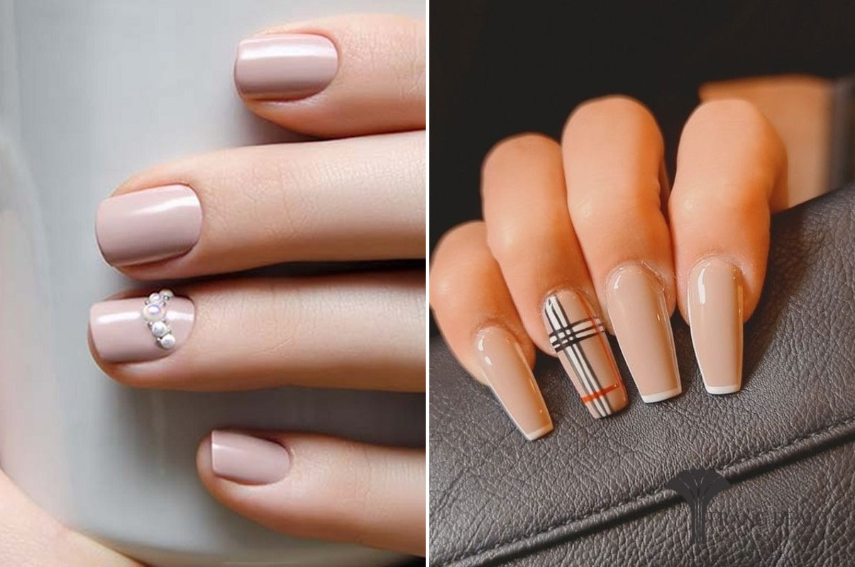 Móng tay màu nude đơn giản, trendy được yêu thích.