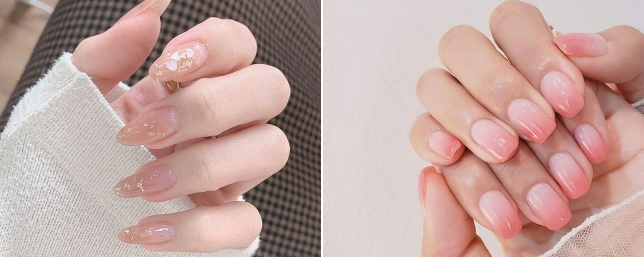 Móng tay màu đào trong trẻo, thanh khiết.