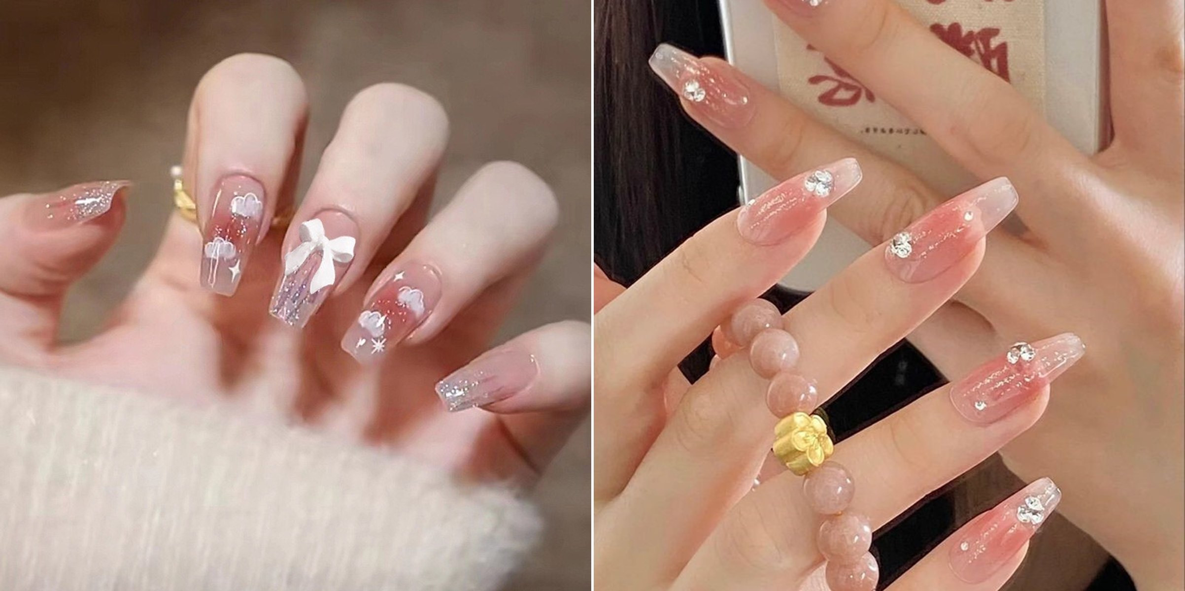 Nail gắn đá quý phái, thu hút ánh nhìn.