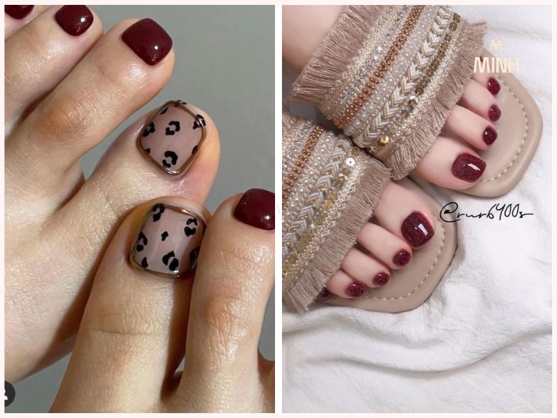 Sơn móng chân màu đỏ đô