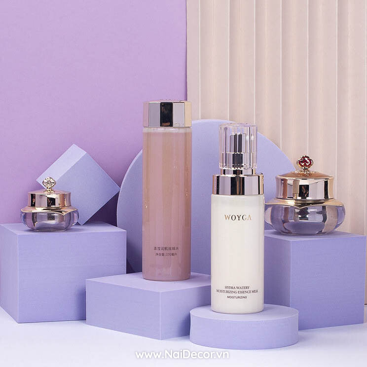 [Set Chụp Ảnh] Chụp mỹ phẩm với khối hình học tông màu tím (BST-MP-09)