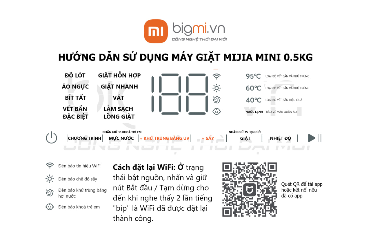 HUONG DAN SU DUNG MAY GIAT SAY DO LOT MINI MIJIA 0.5KG J101W