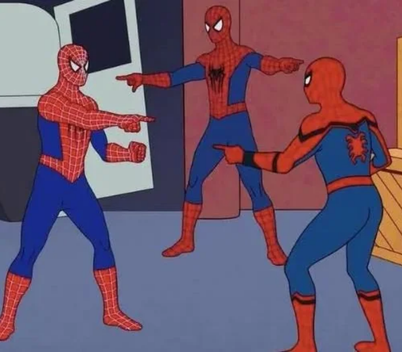 Meme 3 Spiderman chỉ nhau