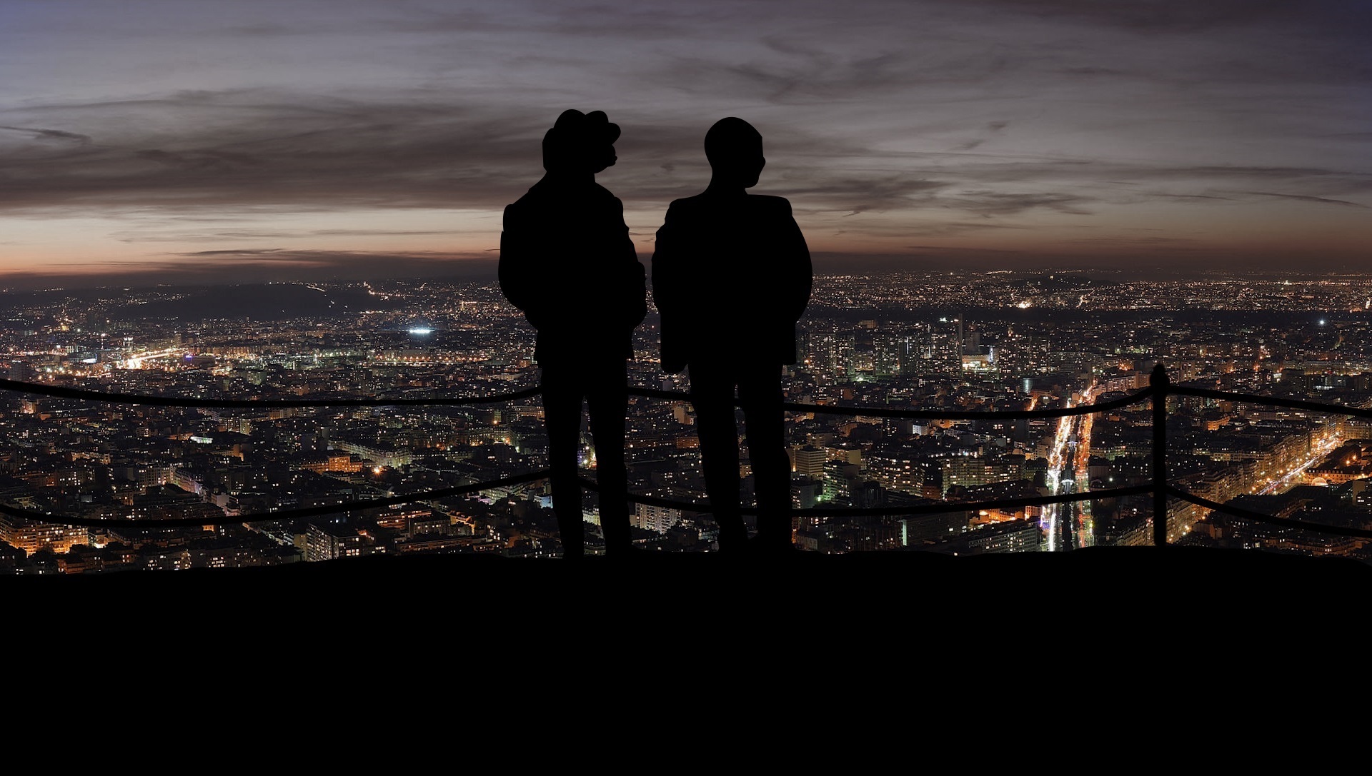 pepe and wojak skyline silhouette