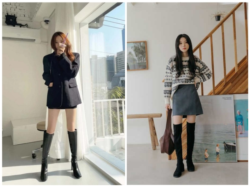 phối đồ với giày boot nữ cổ cao
