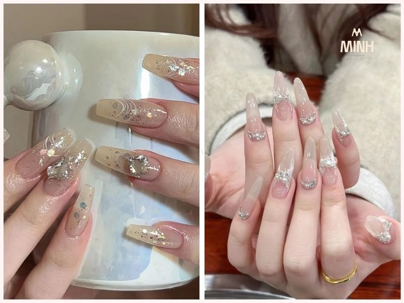 Nail cho móng dài đính đá điệu đà
