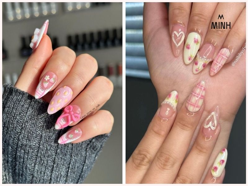 Mẫu nail đẹp cho móng tay dài màu pastel