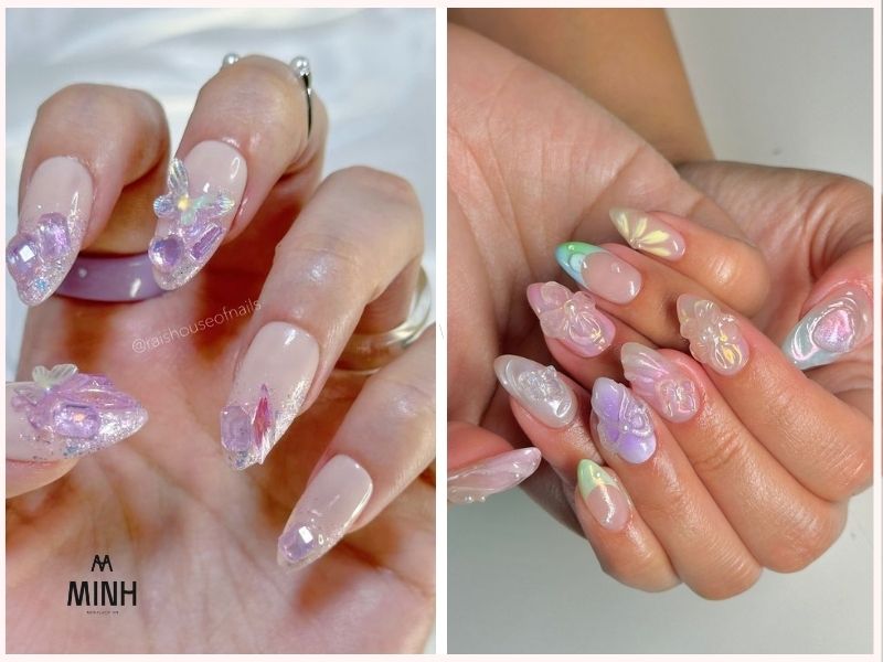 Mẫu nail đẹp cho móng tay dài màu tím dịu dàng