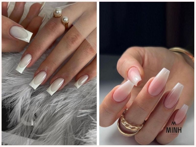 Những mẫu nail đẹp cho móng dài màu trắng