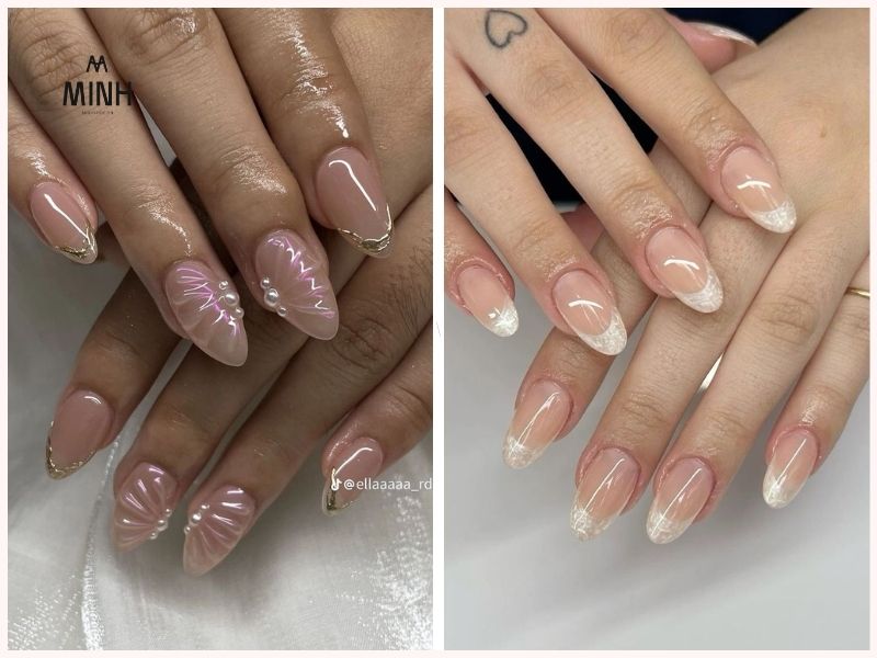 Mẫu nail dài màu nude sang chảnh