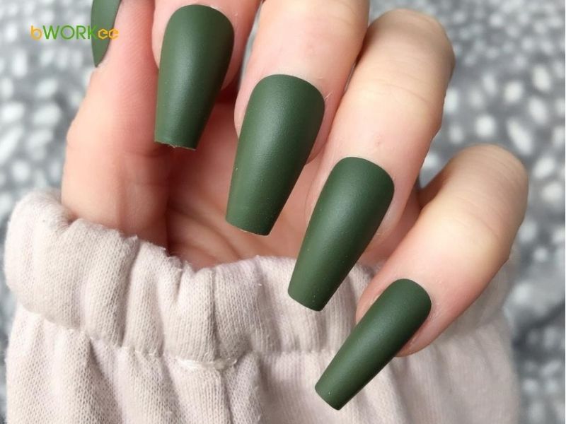 Nail xanh lá nhám / Matte đơn giản
