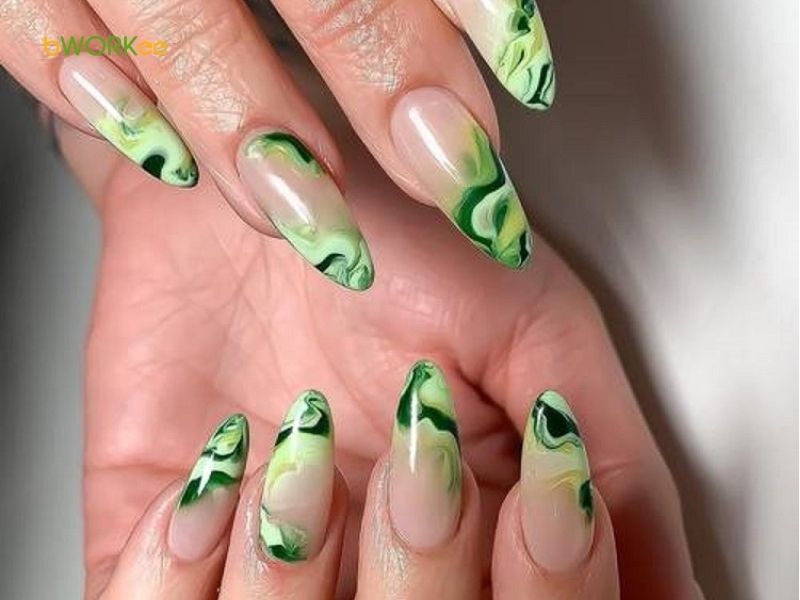 Nail xanh lá phong cách Tropical