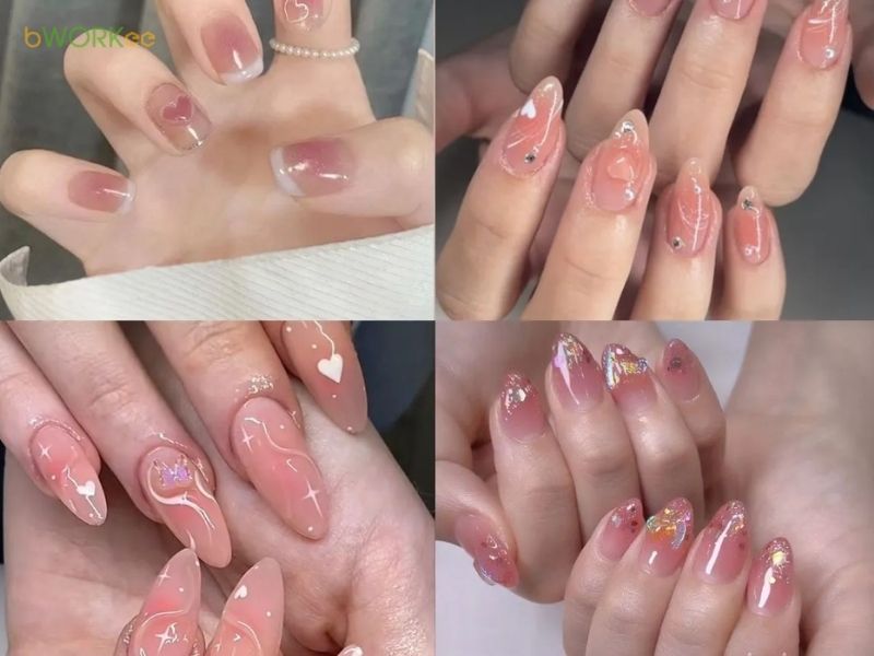 Mẫu nail hồng cá tính