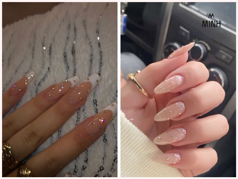 mẫu nail đính đá đẹp đơn giản