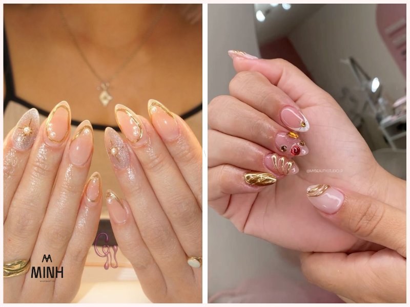 Mẫu nail đính đá đi tiệc
