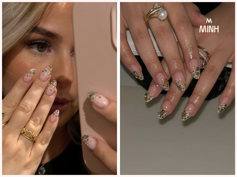 Mẫu nail đính đá đi tiệc