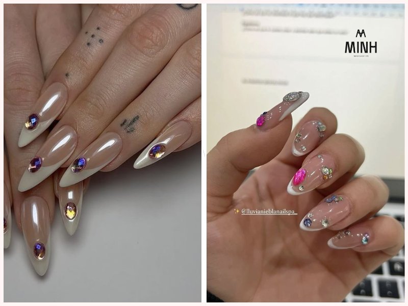 Mẫu nail đính đá phong cách Âu - Mỹ