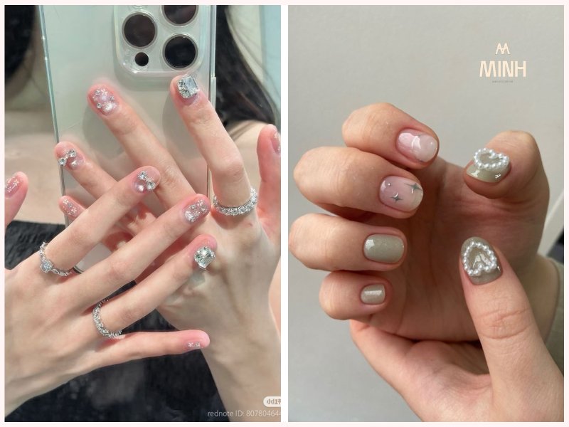 Mẫu nail đính đá phong cách Âu - Mỹ