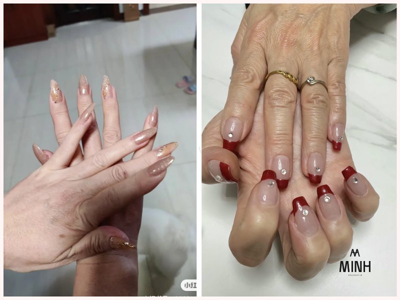 mẫu nail đính đá đẹp đơn giản
