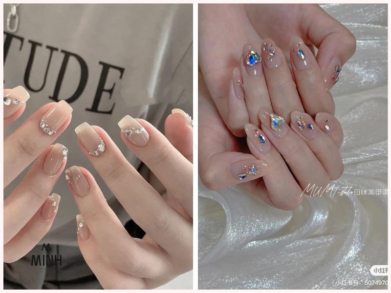 Nail đính đá màu đen cuốn hút